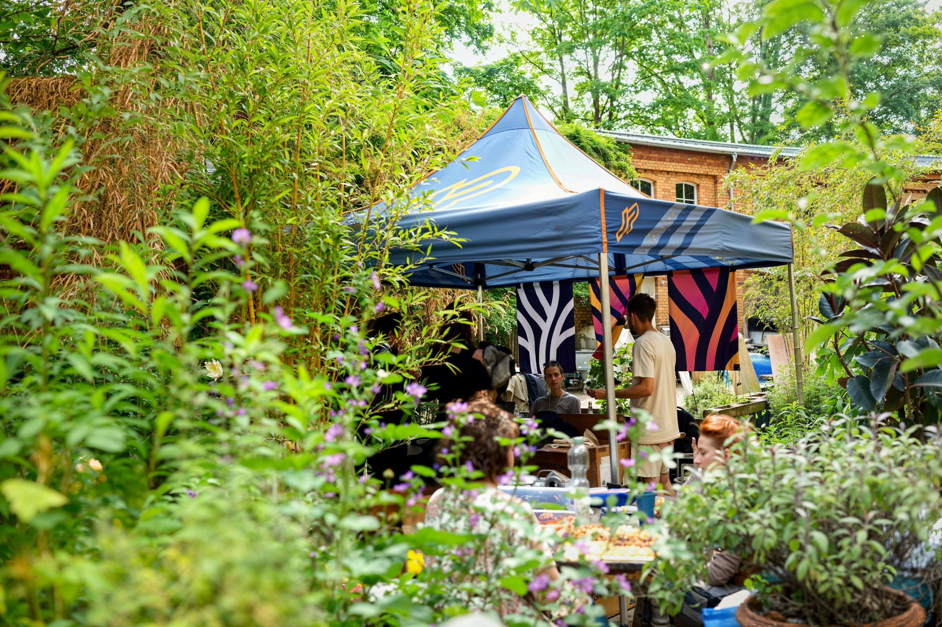 Garden with an event tent